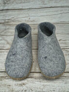 Glerups Grey Felted Wool Slippers Size 46
